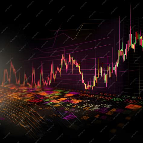 Un gráfico de acciones se muestra en la oscuridad con los números 1, 2 ...