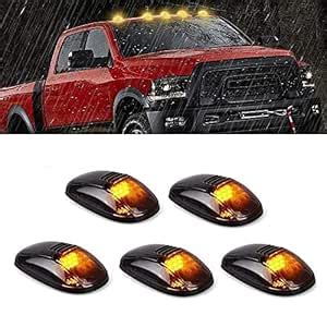 Ride2joy 5 X Cab Marker Light, Smoke Lens Amber 9 LED Housing Cab Roof ...
