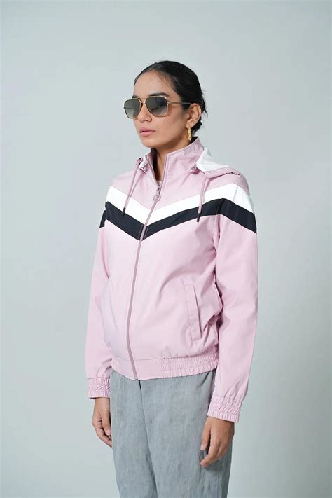 Buy Fort Collins Women's Pink Chevron Windbreaker Jacket Online in India
