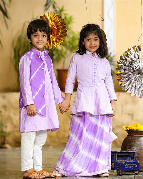 Pre-Order: Purple Top with Leheriya Skirt– Peonyy Kids