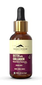 Rasayanam Liquid Biotin & Collagen for Hair Growth 25,000mcg (50 ml ...