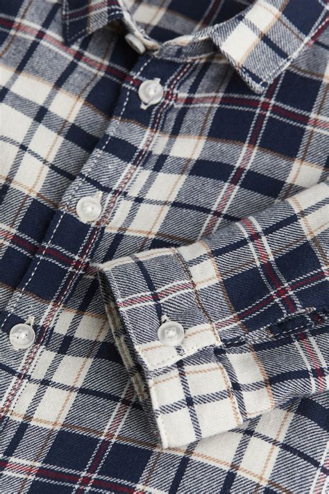 Cotton Shirt - Dark blue/plaid - Kids | H&M US