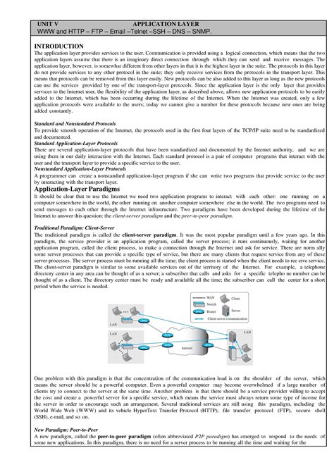 Unit II - Notess - UNIT V APPLICATION LAYER WWW and HTTP – FTP – Email ...