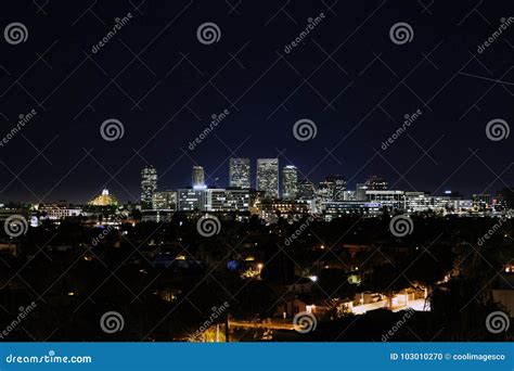 A View of Los Angeles Skyline in Night Time Stock Photo - Image of ...
