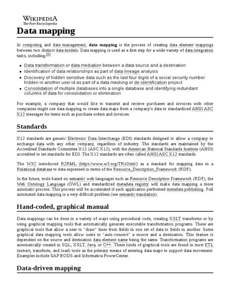 Image result for Data Mapping Documentation Examples
