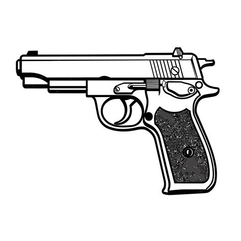 Premium Vector | Pistol_gun_black_and_white_outline_vector