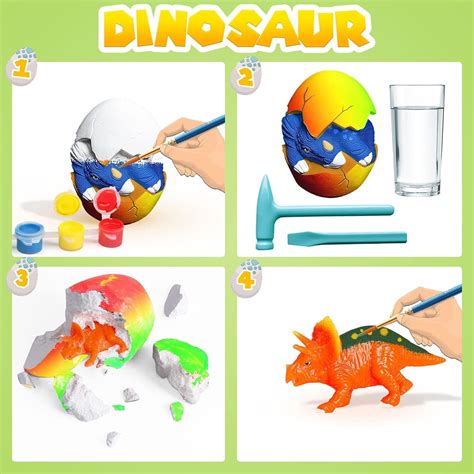 Buy 4 Pcs Dinosaur Eggs Toy Painting Digging Kit Fossils Dino Egg Dig ...