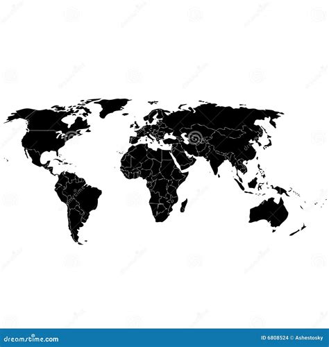 Simple World Map With Countries Vector Illustration | CartoonDealer.com ...