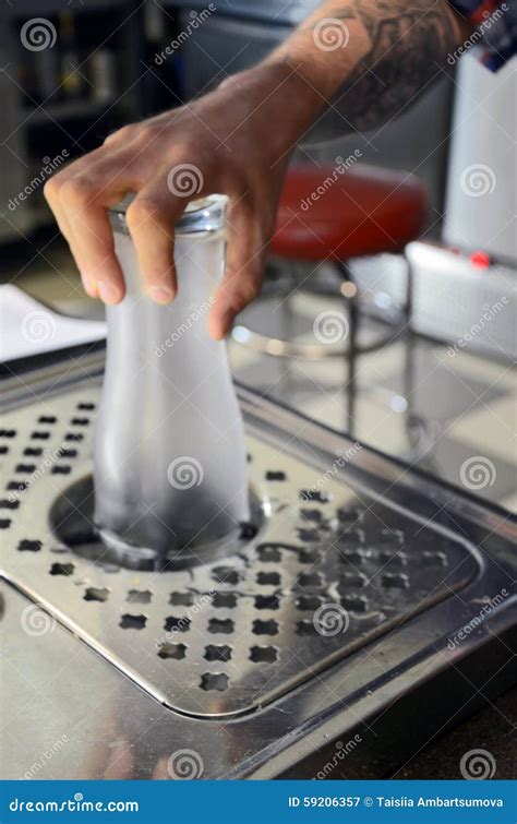 Bar glass washer stock image. Image of metallic, bartender - 59206357