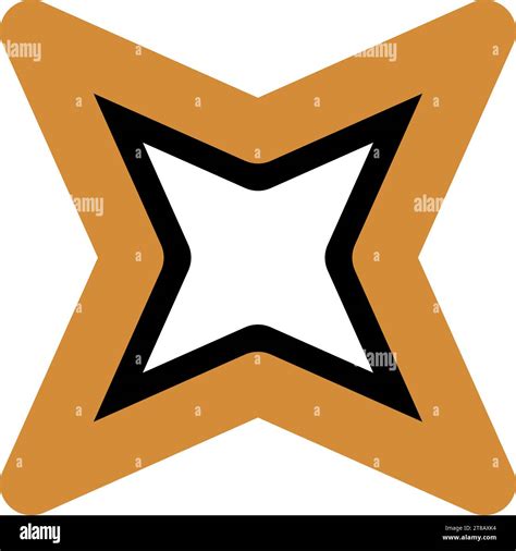 Luxury boho style Four Pointed Star symbol in black and gold colors ...
