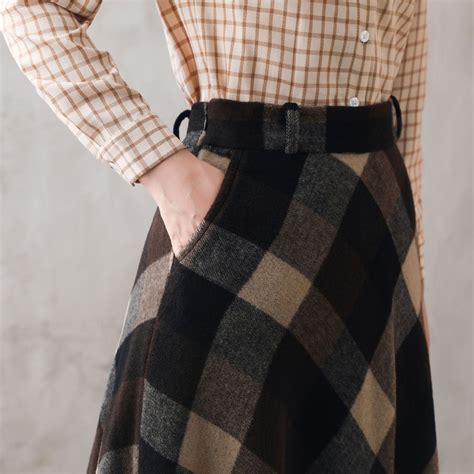Tartan Long Wool Skirt Women Wool Maxi Skirt Plaid Wool | Etsy UK