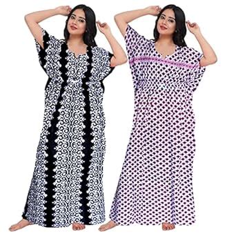 Buy NANDINI Women's Pure Cotton Printed Regular Wear Kaftan Maxi ...