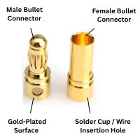 3.5MM BULLET CONNECTORS GOLD PLATED FOR HIGH CURRENT