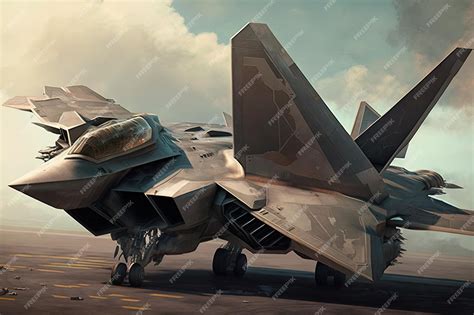 Premium Photo | F22 raptor in flight with vapor clouds illustration of fighter jet generative ai