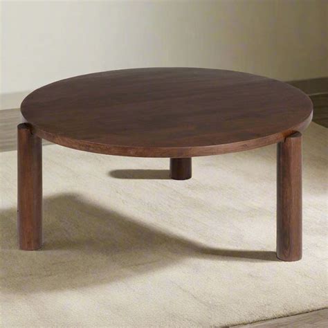 Bahama Round Wood Coffee Table - Solid Wood, Walnut Finish