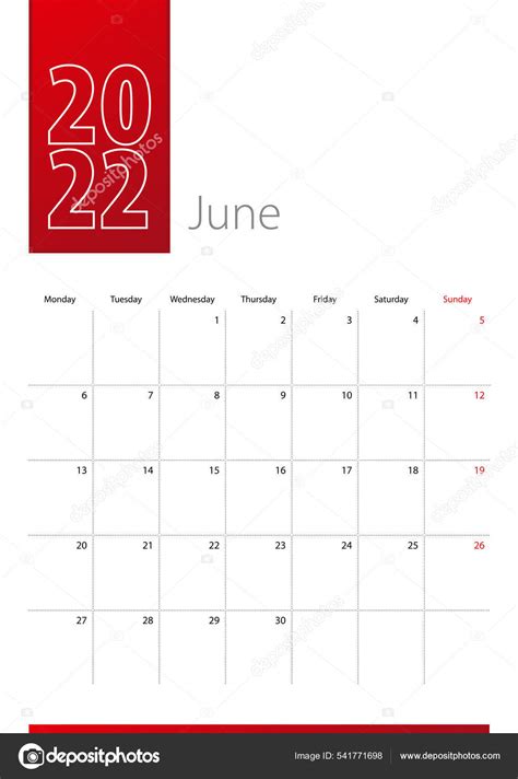 Simple June 2022 Calendars