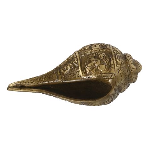 Brass Auspicious Lord Ganesha Shankh - eCraftIndia Online