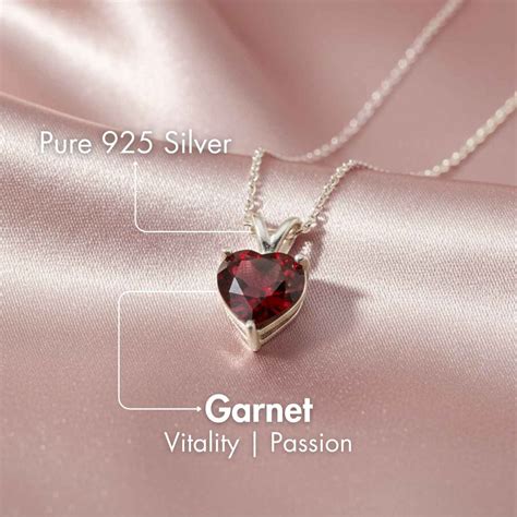 Pure 925 Silver Valentines Necklace With Garnet Gemstone- Mesmerize India