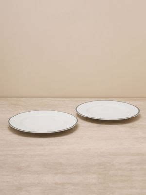 Buy Pure Home + Living Set of 2 Classic Silver Line Dinner Plate Online