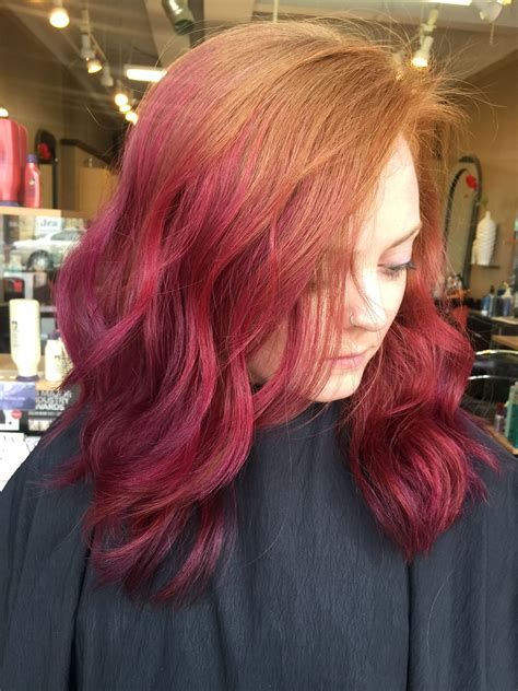 Natural redhead with purple and pink fade Red Hair Fade, Natural Red ...