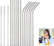 NURIOR Long Steel Straws for Drinking Juice & Drinks Reusable Straw ...