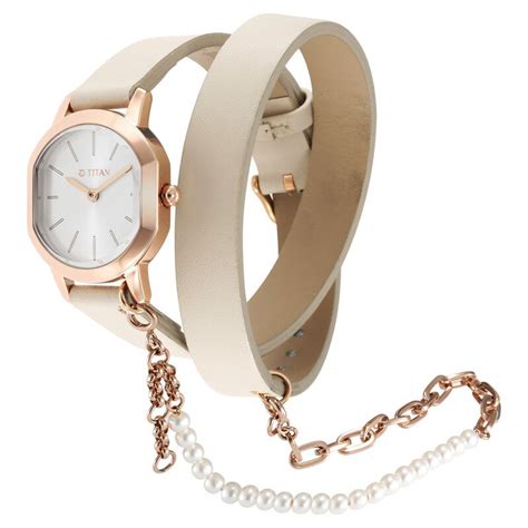 Buy Online Titan Purple Unending Beauty Off White Dial Analog Leather ...