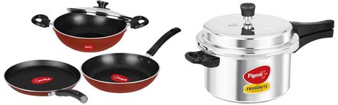 Buy Pigeon Basics Induction Base Non Stick Cookware Set (Terracotta ...