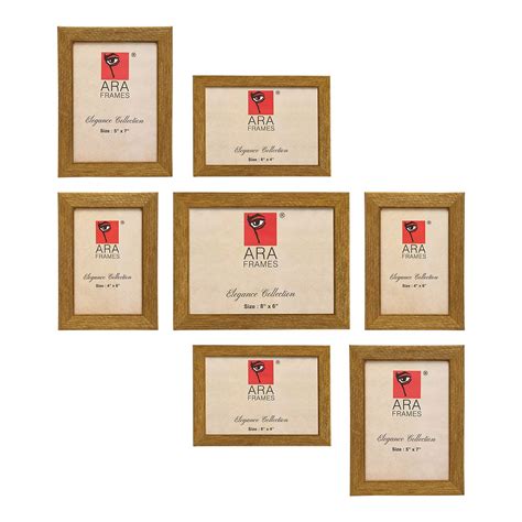 ARA Frames Set of 7 Synthetic Wood Photo Frames - Colour Gold -[8x6 1pc ...