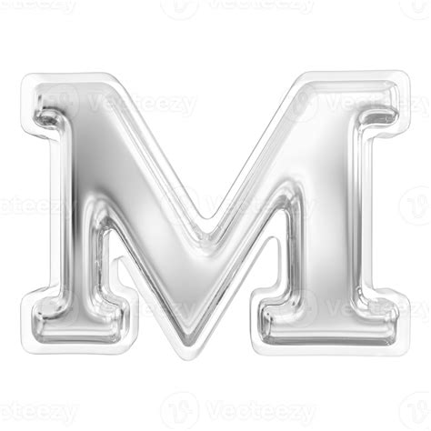 Silver letter M font 3d render 36307098 PNG