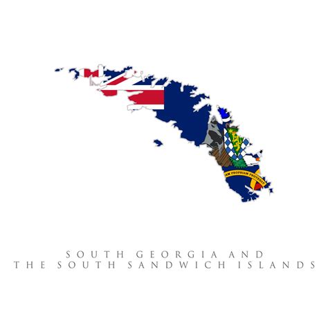 map of South Georgia and the South Sandwich Islands. Shape map and flag ...