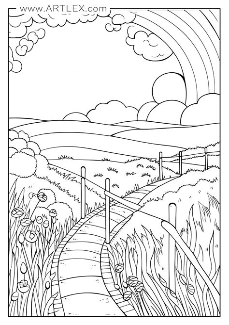 Landscape Coloring Pages For Adults Printable