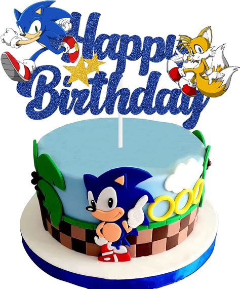 Buy GZDUCK Blue Hedgehog Happy Birthday Cake Topper, Sonic Birthday ...