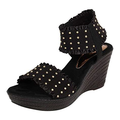 Buy Catwalk Women Black Wedge Sandals Fashion at Amazon.in