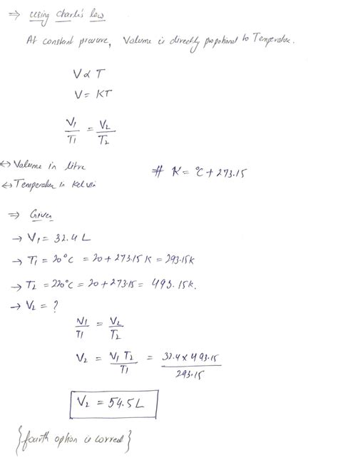 [Solved] QUESTION 2 A sample of nitrogen gas has a volume of 32.4 L at 20C.... | Course Hero