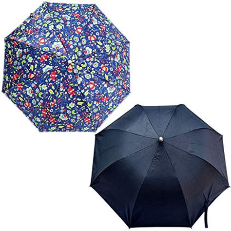 RAINPOPSON Black & Print Color 2 Fold Umbrella for Women & Men/UV ...