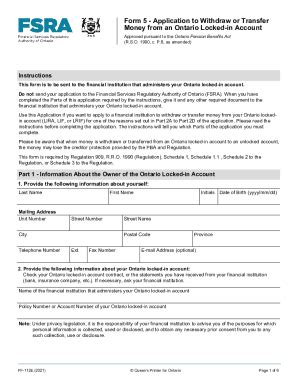 Fillable Online Instructions for Form 5 - Application to Withdraw or ...