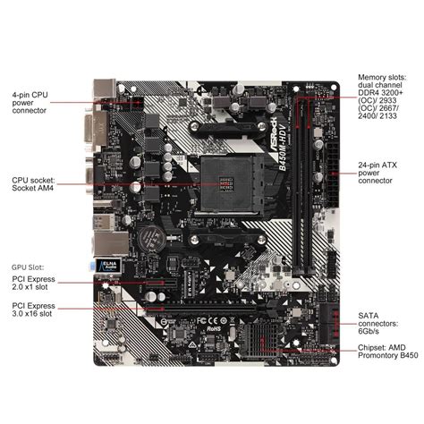 ASRock B450M-Hdv R4.0 Socket Am4/ AMD Promontory B450/ Ddr4/ Sata3&Usb3 ...