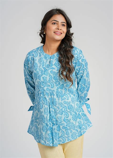 Block Printed Cotton Short Top – Cotton Curio