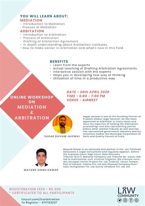 Online Workshop on Mediation & Arbitration By Law Community ...