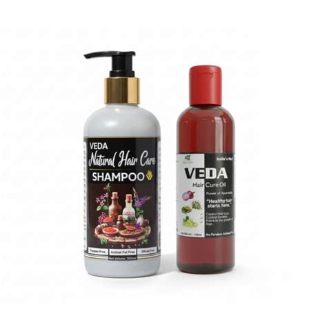 VEDA Natural Hair Care Combo | Herbal Shampoo + Ayurvedic Hair Oil ...