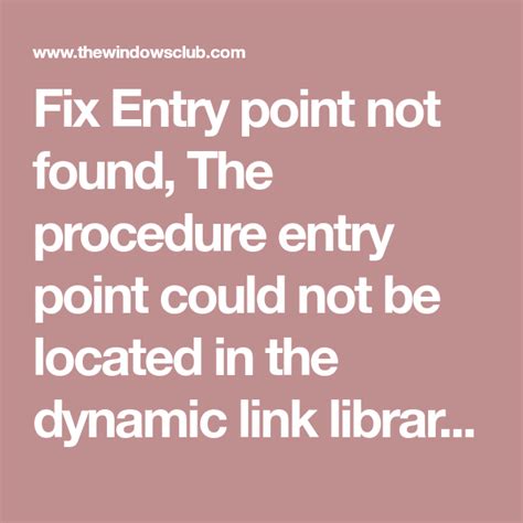 Fix Entry Point Not Found Error 的图像结果