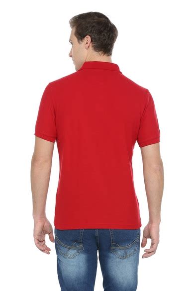Buy Men Red Solid Polo Neck Collar T-shirt Online - 266562 | Peter England