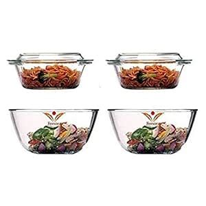 Buy Femora Borosilicate Glass Microwave Safe 2 Mixing Bowl-2100 ML, 2 ...
