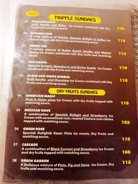 Menu at Igloo Ice Cream Parlour, Kannur