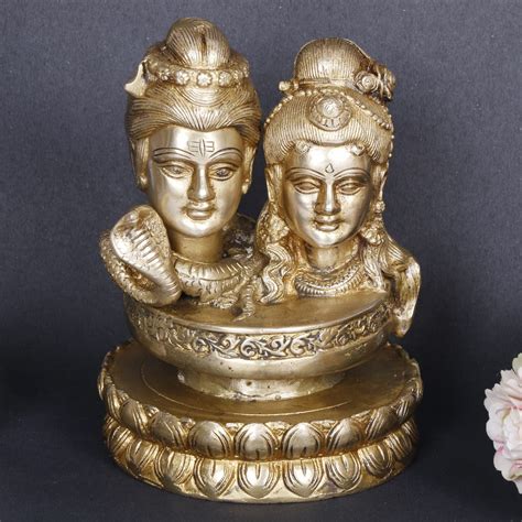 Buy ARTVARKO Brass Shiva Parvati Idol Murti for Home Decor Mandir Pooja ...