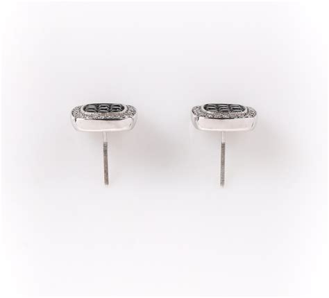 JASON OF BEVERLY HILLS Black and White Diamond 14K White Gold Stud ...