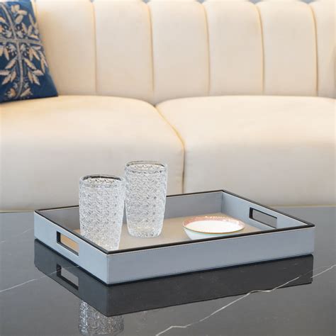 Grey Faux Leather Serving Tray, Large – RCasa SLS Retail Supermart Pvt ...