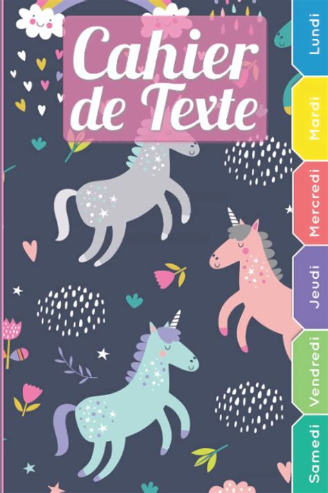 Buy Cahier de texte Licorne: Cahier de texte 2021 2022 Fille Licorne ...