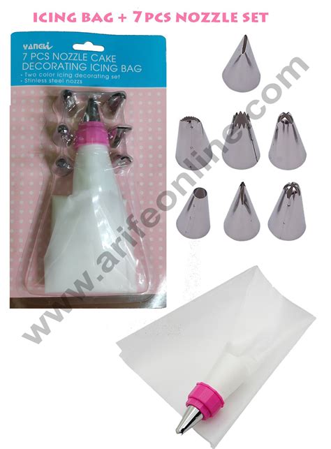 Cake Decor 7 Piece Cake Decorating Set Frosting Icing Piping Bag Tips ...