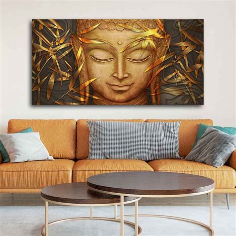 VIBECRAFTS Canvas Paintings for Living Room Drawing Room Gautam Buddha ...